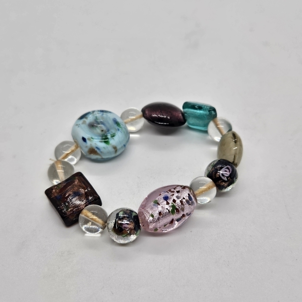 glass bead multicolor stretch bracelet